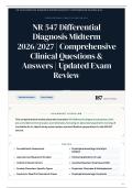 NR 547 Differential Diagnosis Midterm 2026&sol;2027 &vert; Comprehensive Clinical Questions & Answers &vert; Updated Exam Review