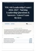NSG 441 Leadership Exam 1 2026&sol;2027 &vert; Nursing Leadership Questions & Answers &vert; Latest Exam Review