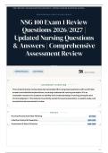 NSG 100 Exam 1 Review Questions 2026&sol;2027 &vert; Updated Nursing Questions & Answers &vert; Comprehensive Assessment Review