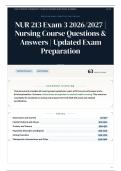 NUR 213 Exam 3 2026&sol;2027 &vert; Nursing Course Questions & Answers &vert; Updated Exam Preparation