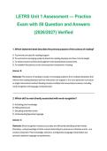 LETRS Unit 1 Assessment &mdash; Practice Exam with 50 Questions and Answers &lpar;2026&sol;2027&rpar; Verified&comma; practice exam with answers