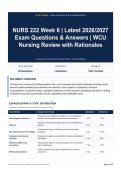 NURS 222 Week 6 - Latest 2026&sol;2027 Exam Questions & Answers - WCU Nursing Review with Rationales