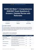 NURS 222 Week 7 - Comprehensive 2026&sol;2027 Exam Questions & Answers - Detailed Review with Rationales