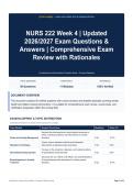 NURS 222 Week 4 - Updated 2026&sol;2027 Exam Questions & Answers - Comprehensive Exam Review with Rationales
