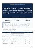 NURS 222 Exam 2 - Latest 2026&sol;2027 Exam Questions & Answers - Verified Nursing Exam Review with Rationales