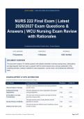 NURS 222 Final Exam - Latest 2026&sol;2027 Exam Questions & Answers - WCU Nursing Exam Review with Rationales