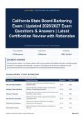 California State Board Barbering Exam - Updated 2026&sol;2027 Exam Questions & Answers - Latest Certification Review with Rationales