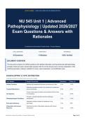 NU 545 Unit 1 - Advanced Pathophysiology - Updated 2026&sol;2027 Exam Questions & Answers with Rationales