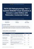 PATH 222 Pathophysiology Test 1 - Updated 2026&sol;2027 Exam Questions & Answers - Latest Edition with Rationales - Centennial College
