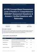 ATI RN Concept-Based Assessment Level 3 Practice A - Comprehensive 2026&sol;2027 Assessment Questions & Answers - Verified Questions with Rationales