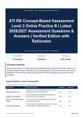 ATI RN Concept-Based Assessment Level 3 Online Practice B - Latest 2026&sol;2027 Assessment Questions & Answers - Verified Edition with Rationales