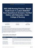 NSG 3450 Nursing Practice - Mental Health Exam 4 - Latest 2026&sol;2027 Exam Questions & Answers - Verified Edition with Rationales - Galen College of Nursing