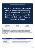 WGU C213 Accounting for Decision Makers Objective Assessment - Updated 2026&sol;2027 Assessment Questions & Answers - Latest OA Edition with Rationales - Western Governors University