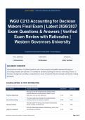 WGU C213 Accounting for Decision Makers Final Exam - Latest 2026&sol;2027 Exam Questions & Answers - Verified Exam Review with Rationales - Western Governors University
