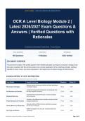 OCR A Level Biology Module 2 - Latest 2026&sol;2027 Exam Questions & Answers - Verified Questions with Rationales