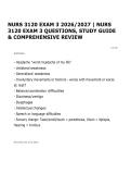 NURS 3120 EXAM 3 2026&sol;2027 &vert; NURS 3120 EXAM 3 QUESTIONS&comma; STUDY GUIDE & COMPREHENSIVE REVIEW