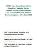 NCLEX-Style Comprehensive Final Exam Study Guide 2026&colon; Next-Gen Questions&comma; 100&percnt; Verified Answers & Clinical Rationales