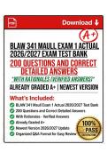 BLAW 341 Maull Exam 1 ACTUAL 2026&sol;2027 EXAM TEST BANK 200 QUESTIONS AND CORRECT DETAILED ANSWERS WITH RATIONALES &lpar;VERIFIED ANSWERS&rpar; &vert;ALREADY GRADED A&plus;&vert;&vert;NEWEST VERSION