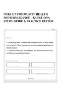 NURS 317 COMMUNITY HEALTH MIDTERM 2026&sol;2027 &ndash; QUESTIONS&comma; STUDY GUIDE & PRACTICE REVIEW