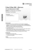 OCR 2026 AS Level Mathematics B&lpar;MEI&rpar; Paper 2 &vert;H630-02&vert; June 2026 Question paper and Mark scheme MERGED
