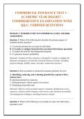 COMMERCIAL INSURANCE TEST 1 &ndash; &NewLine;ACADEMIC YEAR 2026&sol;2027 &ndash; &NewLine;COMPREHENSIVE EXAMINATION WITH &NewLine;Q&A &vert; VERIFIED QUESTIONS 