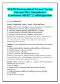 NUR 112 Fundamentals of Nursing &sol; Nursing &NewLine;Concepts I Final Comprehensive &NewLine;Examination 2026&sol;2027 &vert; Verified Questions