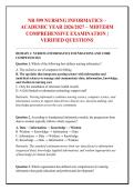 NR 599 NURSING INFORMATICS &ndash; &NewLine;ACADEMIC YEAR 2026&sol;2027 &ndash; MIDTERM &NewLine;COMPREHENSIVE EXAMINATION &vert; &NewLine;VERIFIED QUESTIONS 