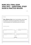 NURS 3031 FINAL EXAM 2026&sol;2027 &ndash; QUESTIONS&comma; STUDY GUIDE & PRACTICE REVIEW