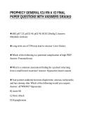PROPHECY GENERAL ICU RN A V2 FINAL&NewLine;PAPER QUESTIONS WITH ANSWERS GRADED