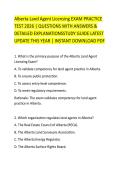 Alberta Land Agent Licensing EXAM PRACTICE &NewLine;TEST 2026 &vert; QUESTIONS WITH ANSWERS & &NewLine;DETAILED EXPLANATIONSSTUDY GUIDE LATEST &NewLine;UPDATE THIS YEAR &vert; INSTANT DOWNLOAD PDF