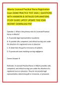 Alberta Licensed Practical Nurse Registration &NewLine;Exam EXAM PRACTICE TEST 2026 &vert; QUESTIONS &NewLine;WITH ANSWERS & DETAILED EXPLANATIONS &NewLine;STUDY GUIDE LATEST UPDATE THIS YEAR &NewLine;INSTANT DOWNLOAD PDF