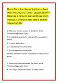 Alberta Nurse Practitioner Registration Exam &NewLine;EXAM PRACTICE TEST 2026 &vert; QUESTIONS WITH &NewLine;ANSWERS & DETAILED EXPLANATIONS STUDY &NewLine;GUIDE LATEST UPDATE THIS YEAR &vert; INSTANT &NewLine;DOWNLOAD PDF 