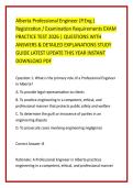 Alberta Professional Engineer &lpar;P&period;Eng&period;&rpar; &NewLine;Registration &sol; Examination Requirements EXAM &NewLine;PRACTICE TEST 2026 &vert; QUESTIONS WITH &NewLine;ANSWERS & DETAILED EXPLANATIONS STUDY &NewLine;GUIDE LATEST UPDATE THIS YEAR INSTANT &NewLine;DOWNLOAD PDF 