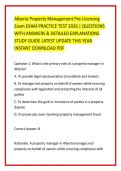 Alberta Property Management Pre-Licensing &NewLine;Exam EXAM PRACTICE TEST 2026 &vert; QUESTIONS &NewLine;WITH ANSWERS & DETAILED EXPLANATIONS &NewLine;STUDY GUIDE LATEST UPDATE THIS YEAR &NewLine;INSTANT DOWNLOAD PDF 