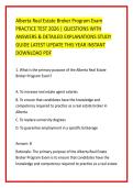 Alberta Real Estate Broker Program Exam &NewLine;PRACTICE TEST 2026 &vert; QUESTIONS WITH &NewLine;ANSWERS & DETAILED EXPLANATIONS STUDY &NewLine;GUIDE LATEST UPDATE THIS YEAR INSTANT &NewLine;DOWNLOAD PDF 