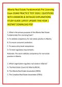 Alberta Real Estate Fundamentals Pre-Licensing &NewLine;Exam EXAM PRACTICE TEST 2026 &vert; QUESTIONS &NewLine;WITH ANSWERS & DETAILED EXPLANATIONS &NewLine;STUDY GUIDE LATEST UPDATE THIS YEAR &vert; &NewLine;INSTANT DOWNLOAD PDF 