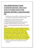 Clean Hands Infection Control &NewLine;Examination Questions And Correct &NewLine;Answers &lpar;Verified Answers&rpar; Plus &NewLine;Rationales 2026 Q&A &vert; Instant Download &NewLine;Pdf 