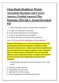 Clean Hands Healthcare Worker &NewLine;Assessment Questions And Correct &NewLine;Answers &lpar;Verified Answers&rpar; Plus &NewLine;Rationales 2026 Q&A &vert; Instant Download &NewLine;Pdf 