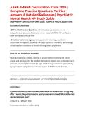 AANP PMHNP Certification Exam 2026 &vert; Complete Practice Questions&comma; Verified Answers & Detailed Rationales &vert; Psychiatric Mental Health NP Study Guide