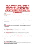 AACN CERTIFICATION CCRN&sol;PCCN &NewLine;CRITICAL CARE EXAM 1 GRADE A&plus; &NewLine;COMPLETE QUESTIONS AND 100&percnt; &NewLine;VERIFIED ANSWERS &lpar;2026&sol;2027&rpar; PASS &NewLine;GUARANTEE 