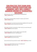 CNA PRACTICE TEST EXAM &lpar;2026&rpar; &NewLine;UPDATE VERIFIED QUESTIONS AND &NewLine;ANSWERS &vert; WITH 100&percnt; CORRECT &NewLine;ANSWERS GRADED A&plus; GUARANTEED &NewLine;SUCCESS&excl;&excl; 
