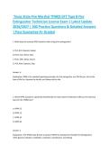 Texas State Fire Marshal TFM02 EXT Type B Fire Extinguisher Technician License Exam &vert; Latest Update 2026&sol;2027 &vert; 200 Practice Questions & Detailed Answers &vert; Pass Guarantee A&plus; Graded