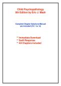 Solution Manual for Child Psychopathology 8th Edition by Mash&comma; Wolfe&comma; Williams &lpar;Chapters 1&ndash;14 Complete Answers&rpar;