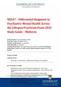 NR547 &ndash; Differential Diagnosis in Psychiatric-Mental Health Across the Lifespan Practicum Exam 2026 Study Guide &ndash; Midterm 
