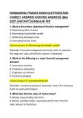 Managerial Finance Exam Questions and Correct Answers