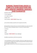 NURSING TRANSITIONS GRADE A&plus; &NewLine;COMPLETE EXAM QUESTIONS AND &NewLine;100&percnt; VERIFIED ANSWERS &lpar;2026&sol;2027&rpar; &NewLine;PASS GUARANTEE