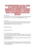 PN COMPREHENSIVE ACTUAL EXAM &NewLine;ALL QUESTIONS AND WELL &NewLine;ELABORATED ANSWERS TOP RATED &NewLine;VERSION FOR ALREADY A&plus; GRADED &NewLine;HIGHLY RECOMMENDED &vert;NEW AND &NewLine;REVISED