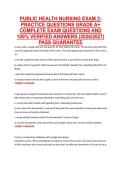 PUBLIC HEALTH NURSING EXAM 2- &NewLine;PRACTICE QUESTIONS GRADE A&plus; &NewLine;COMPLETE EXAM QUESTIONS AND &NewLine;100&percnt; VERIFIED ANSWERS &lpar;2026&sol;2027&rpar; &NewLine;PASS GUARANTEE