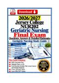 Jersey College NUR202 Geriatric Nursing Exam 1&comma;2&comma;midterm&final &vert;26&sol;27 &vert; Qs&As & Detailed Rationales 