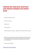 PEARSON RBT EXAM REAL QUESTIONS AND VERIFIED ANSWERS 2026 NEWEST EXAM 